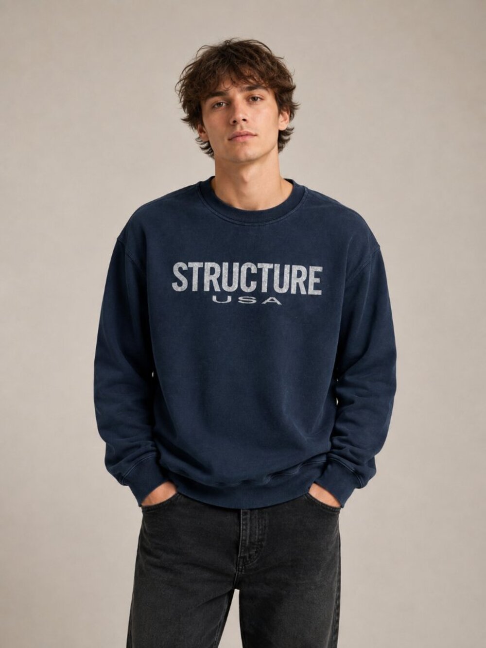 NWT Vintage 90s Structure USA Logo Crewneck Sweatshirt Men’s M Black